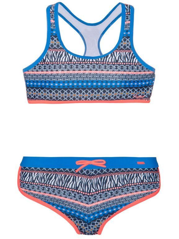 Protest crop bikini Zenja met all over print blauw/roze online kopen
